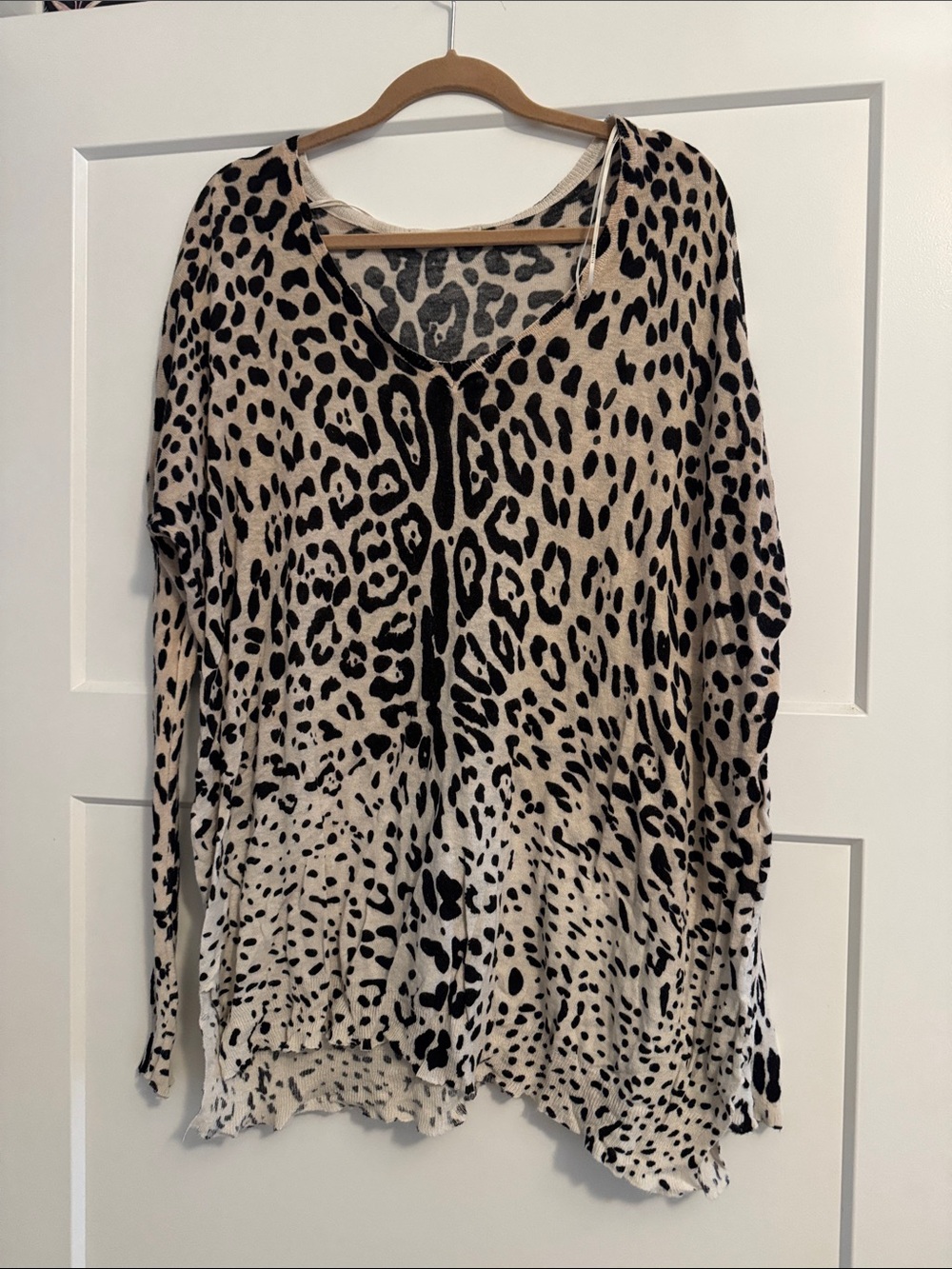 Ellison Beige and Black Leopard Print V-Neck Tunic